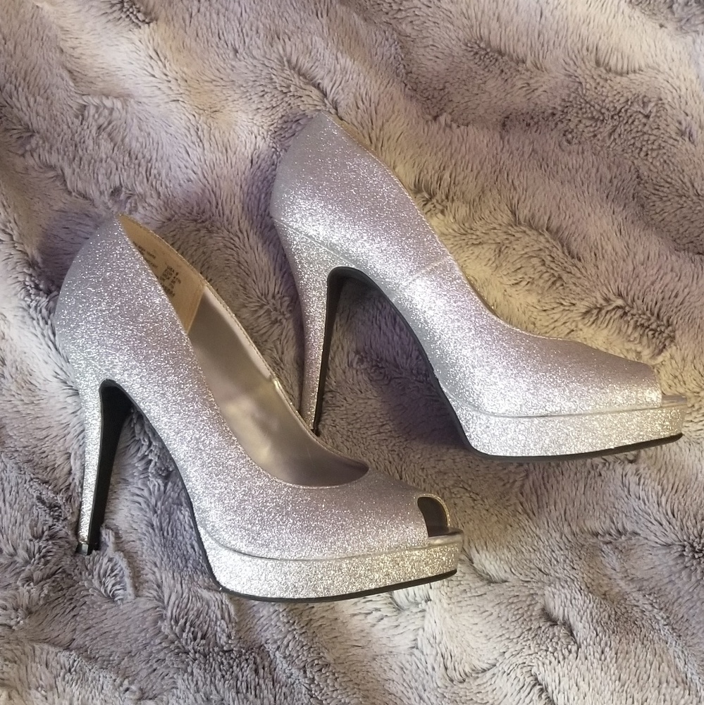 Silver Glitter Heels